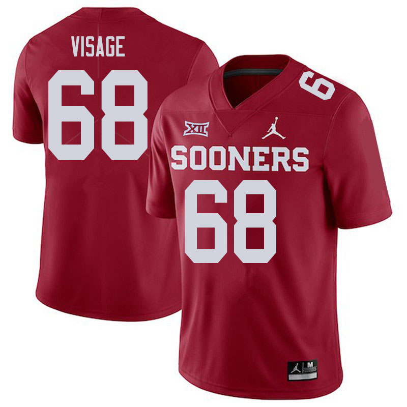 Men #68 Ayden Visage Oklahoma Sooners College Football Jerseys Sale-Crimson